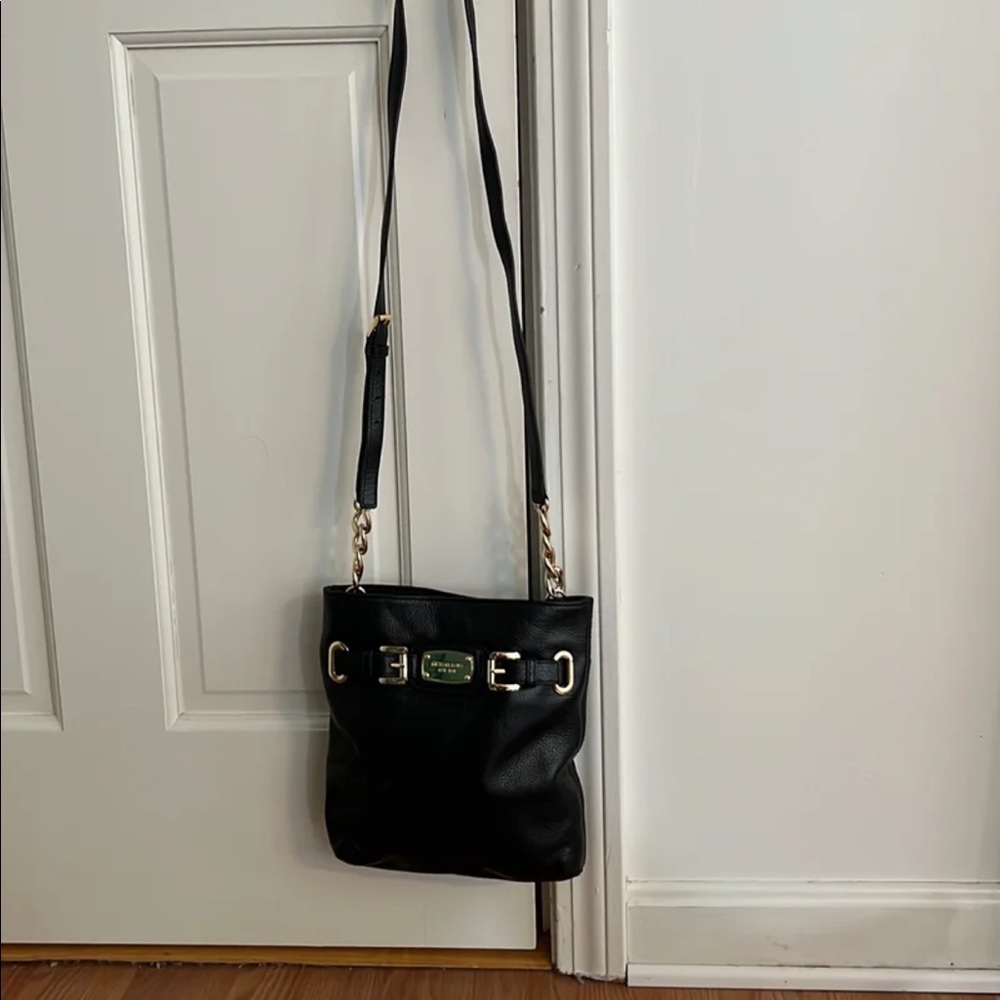 MK black leather purse